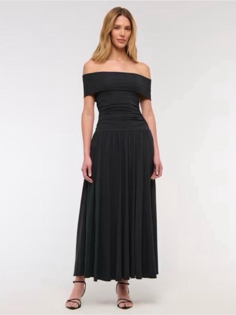 Abercrombie & Fitch Black Off-Shoulder Maxi Dress
